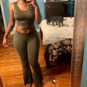 Olive green pants set